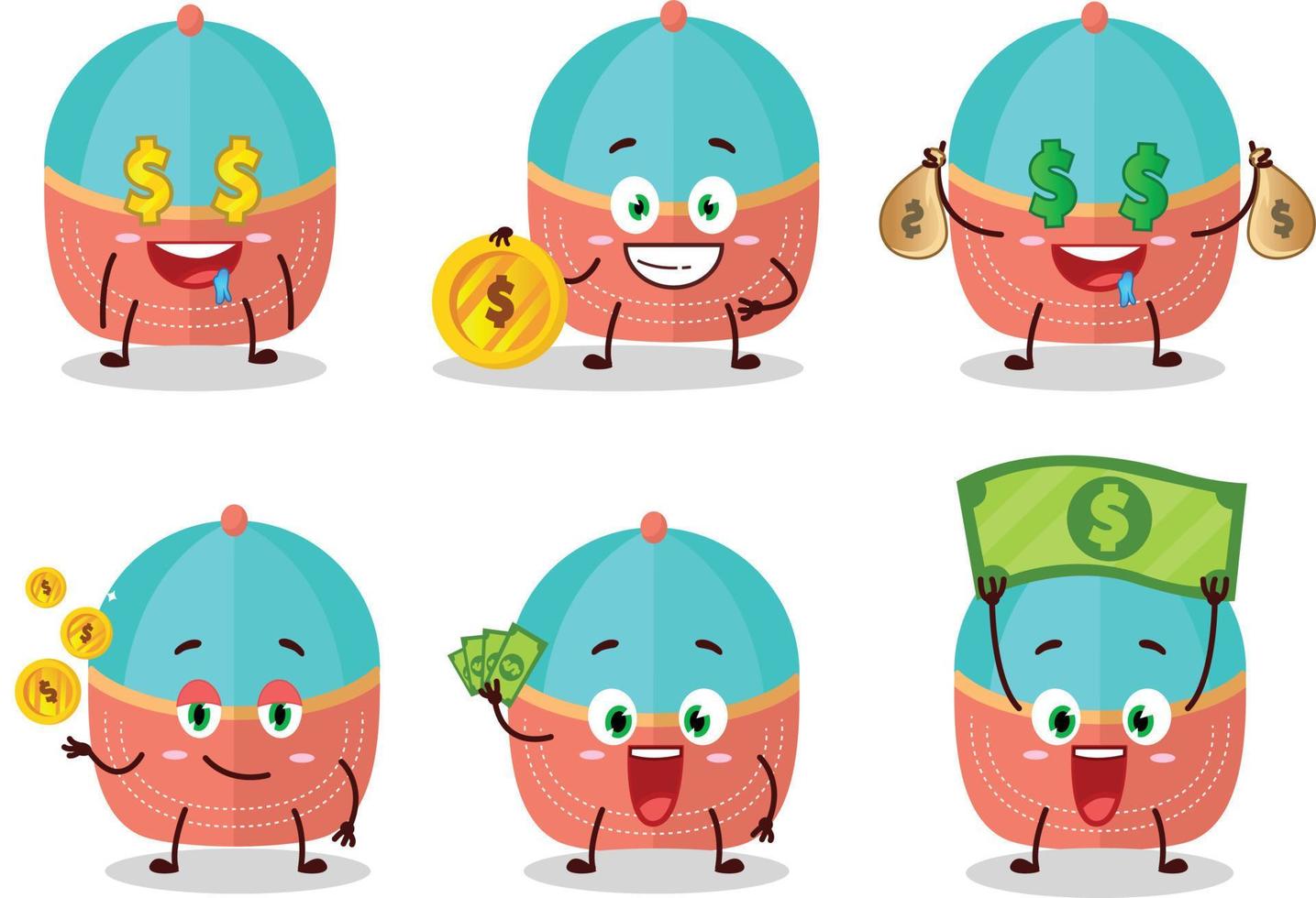 hatt tecknad serie karaktär med söt uttryckssymbol föra pengar vektor