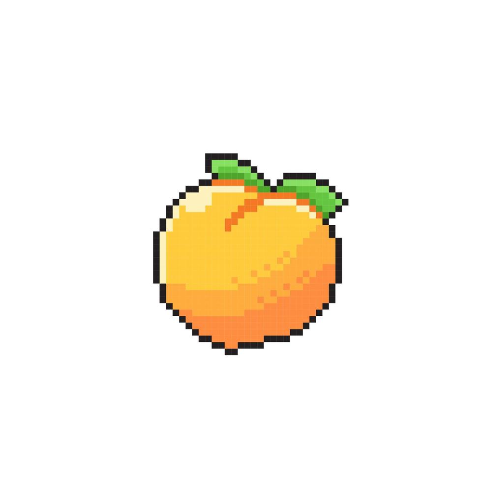 persika frukt i pixel konst stil vektor