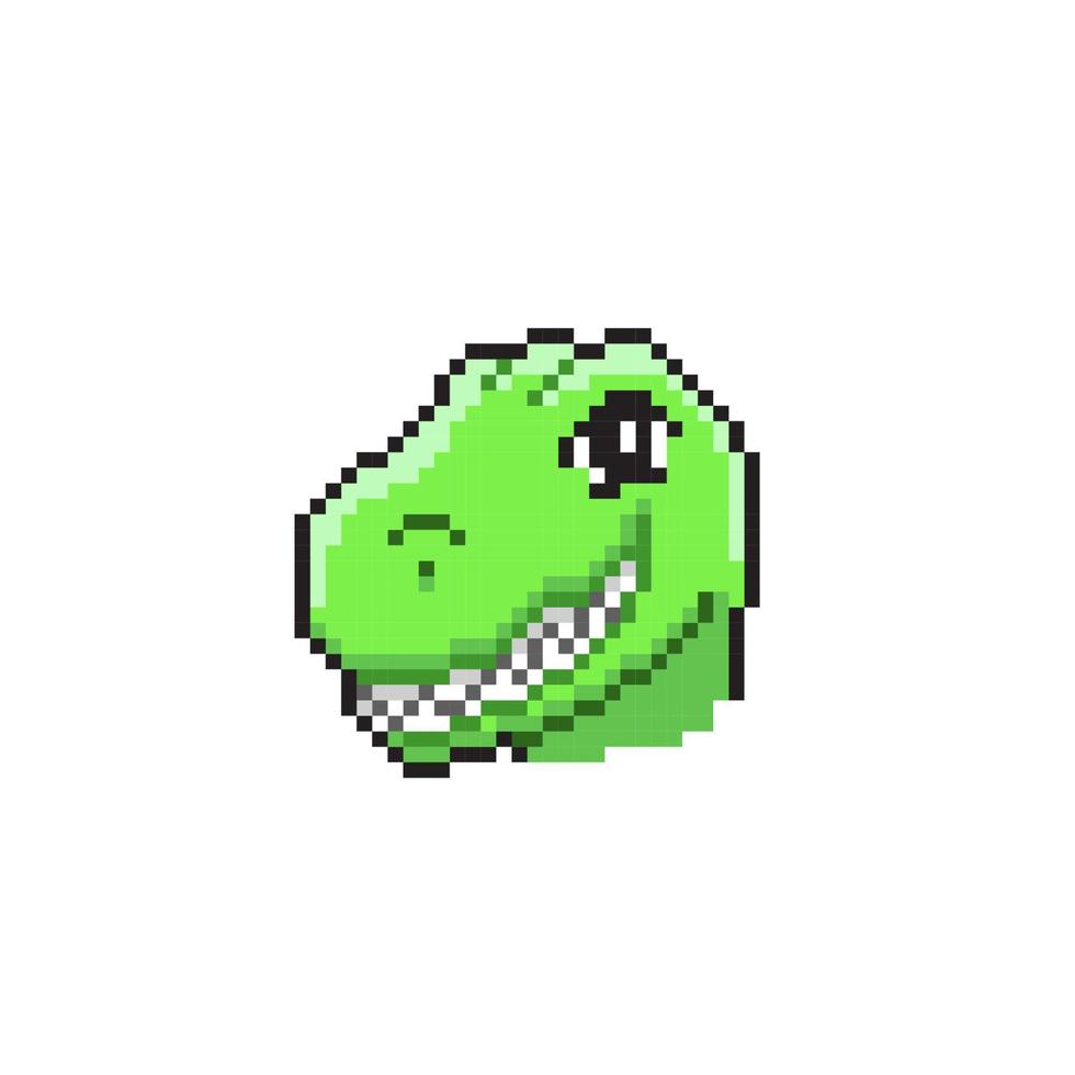 tyrannosaurus rex huvud i pixel konst stil vektor