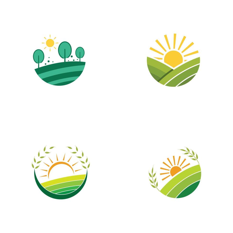 Bauernhof Geschäft, Ackerland, Ernte Feld, und Warenhaus Geschäft Vorlage Illustration Design Logo vektor
