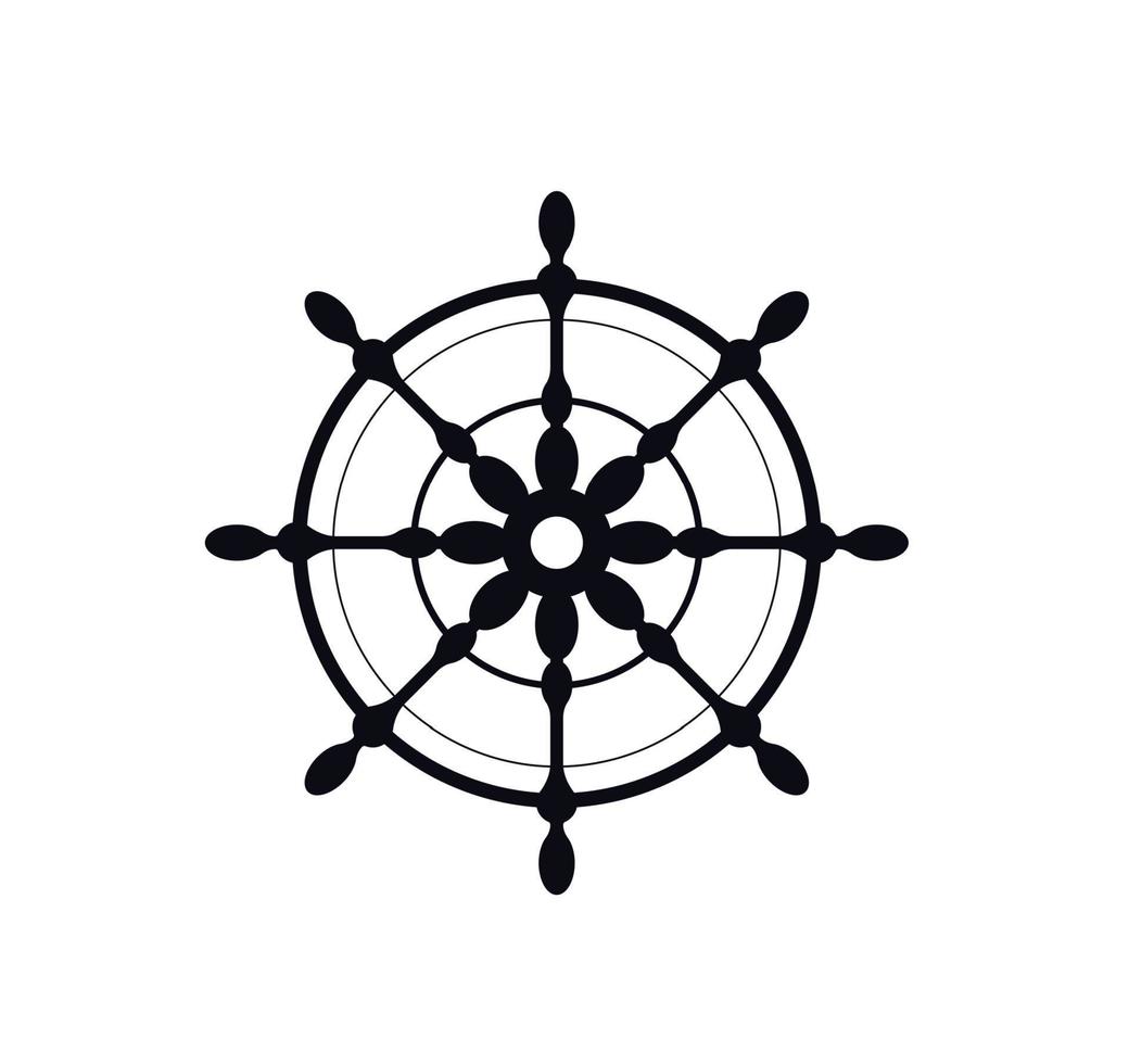 Schiff Lenkung Rad. Vektor Illustration. schwarz Symbol