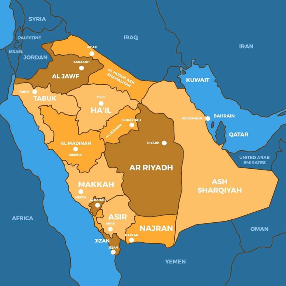 Land Karta av saudi arabien vektor