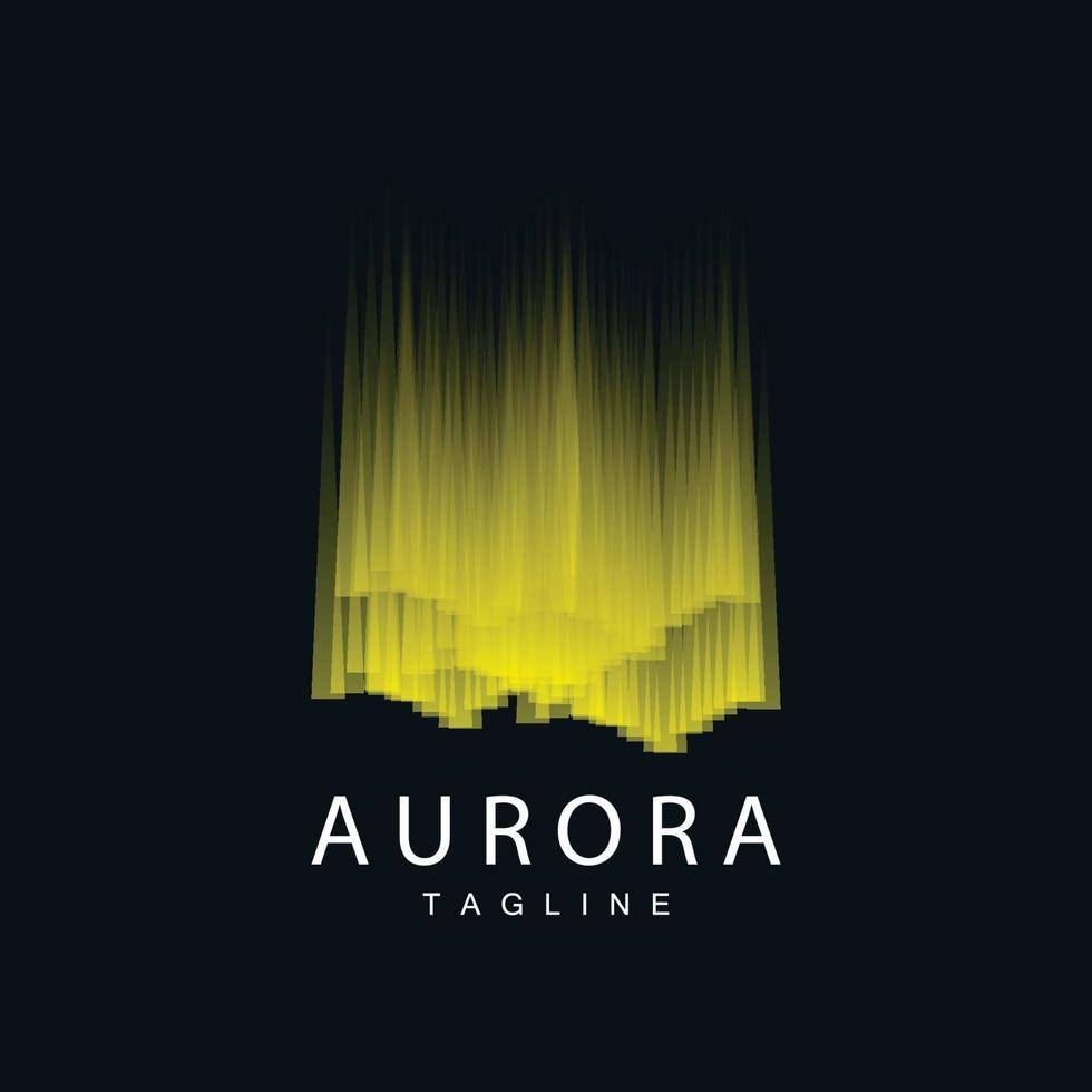 aurora logotyp, enkel design Fantastisk naturlig landskap av norrsken, vektor ikon mall, illustration