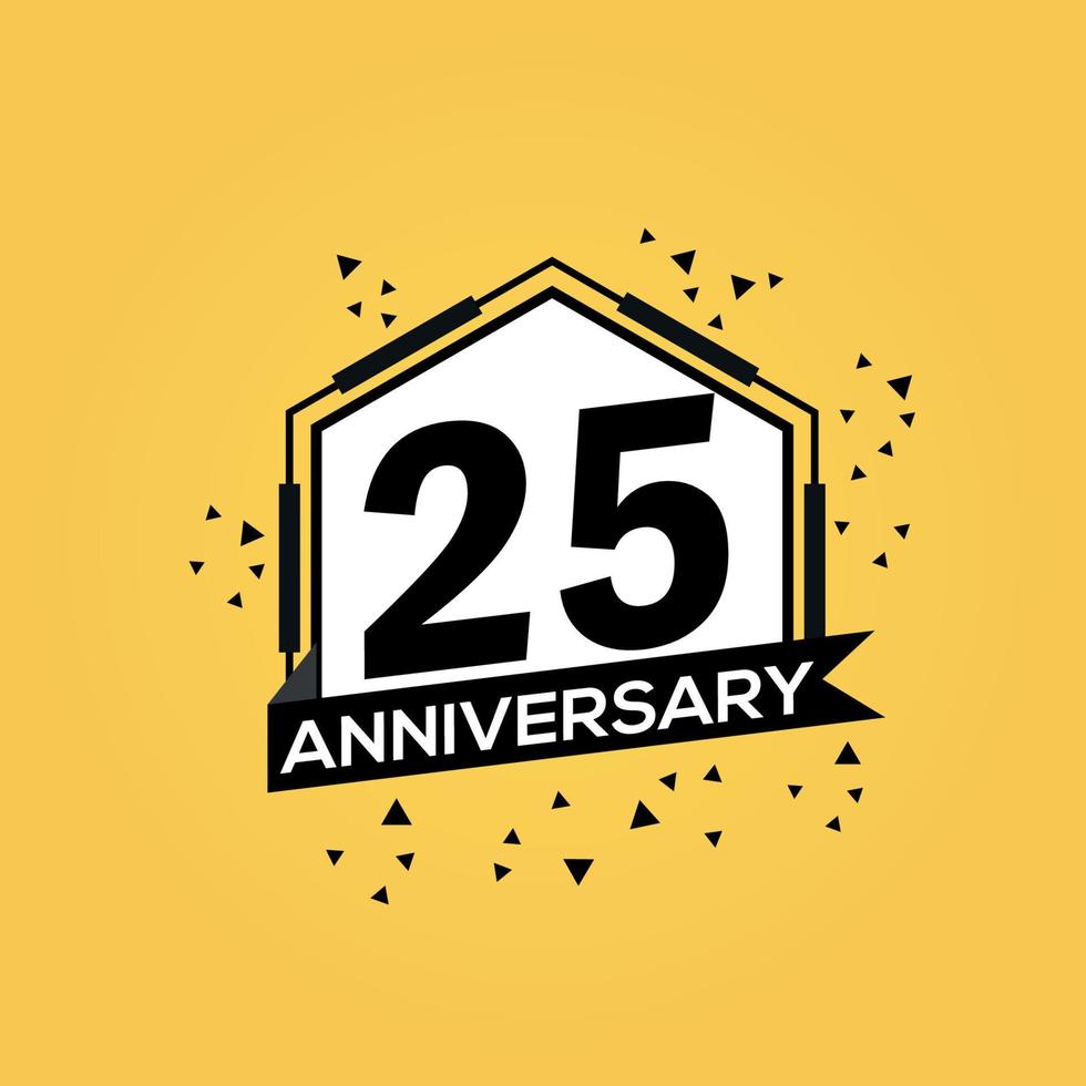 25 år årsdag logotyp vektor design födelsedag firande med geometrisk isolerat design