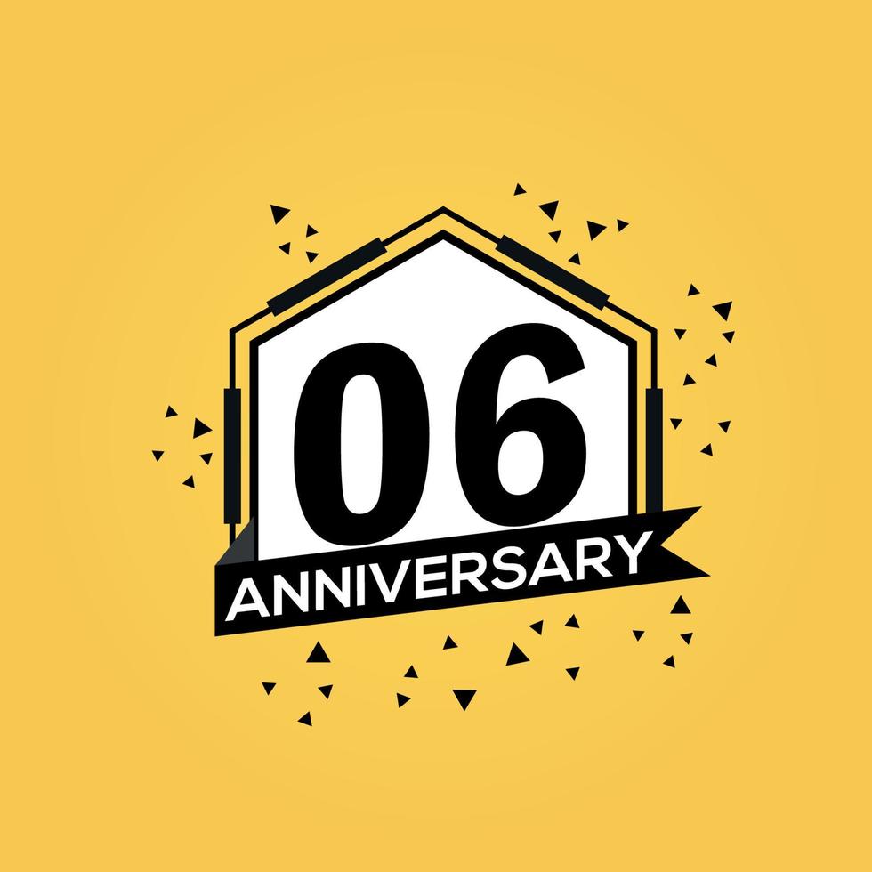 06 år årsdag logotyp vektor design födelsedag firande med geometrisk isolerat design.