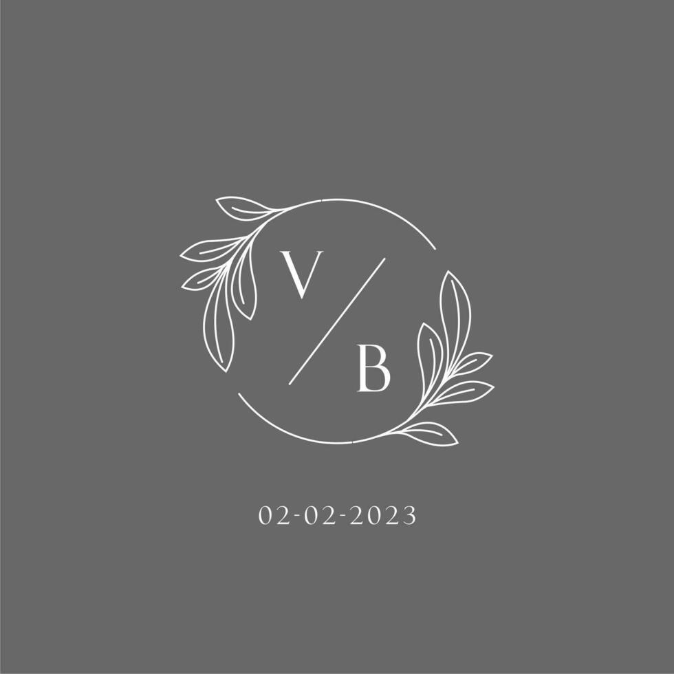 brev vb bröllop monogram logotyp design kreativ blommig stil första namn mall vektor