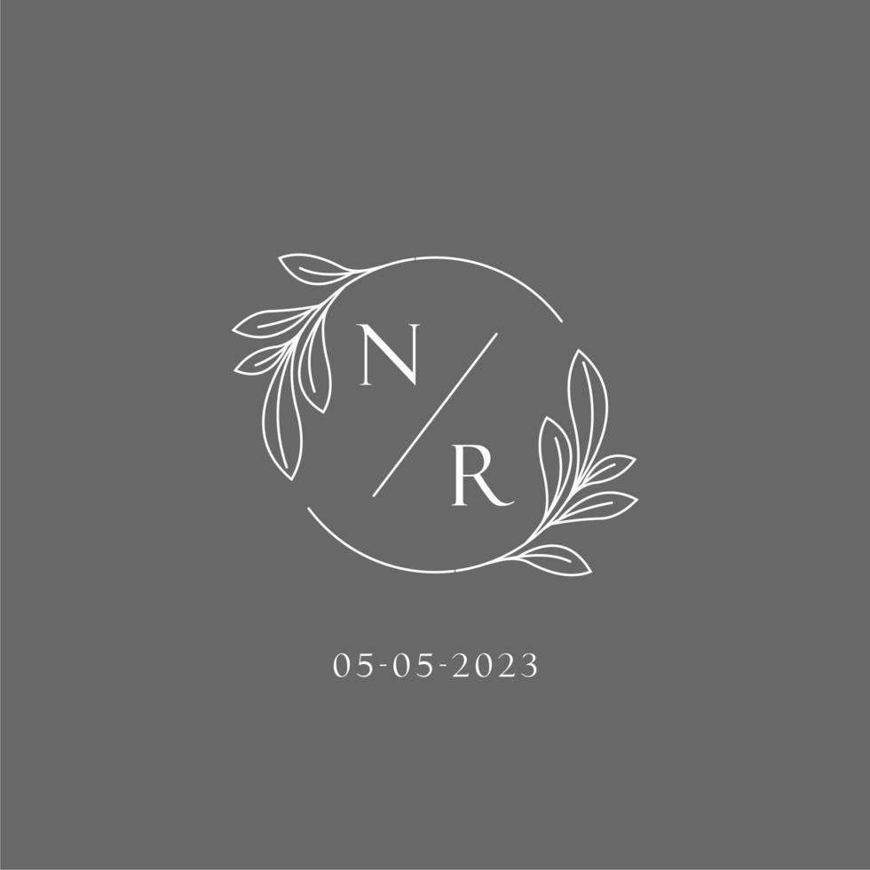 brev nr bröllop monogram logotyp design kreativ blommig stil första namn mall vektor