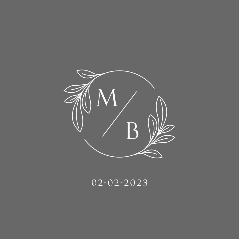 Brief mb Hochzeit Monogramm Logo Design kreativ Blumen- Stil Initiale Name Vorlage vektor