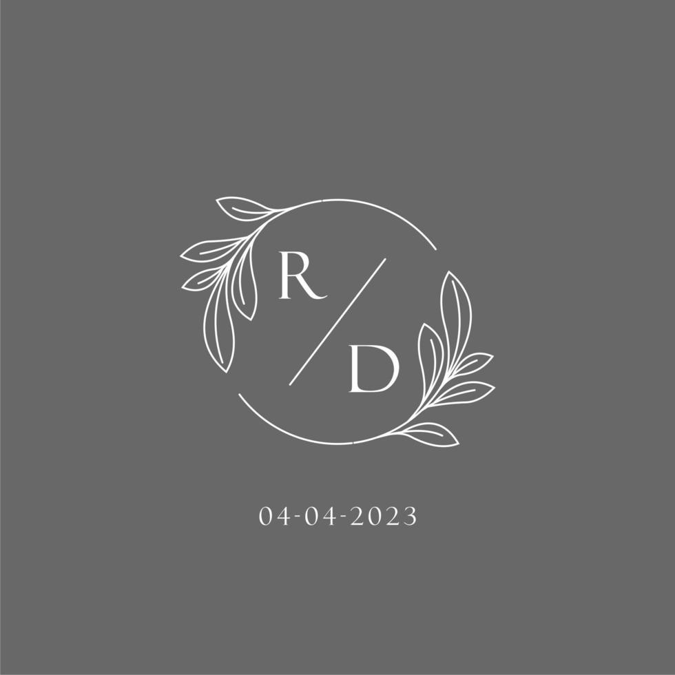 Brief rd Hochzeit Monogramm Logo Design kreativ Blumen- Stil Initiale Name Vorlage vektor