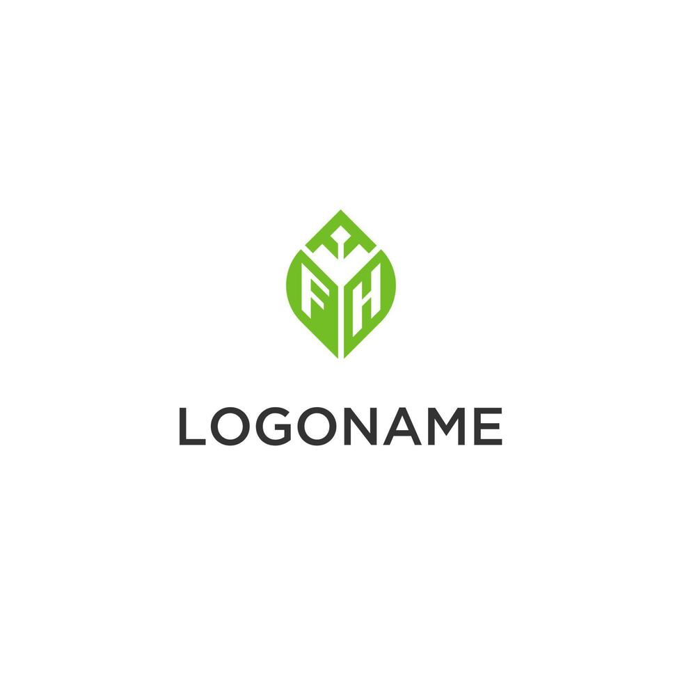 fh Monogramm mit Blatt Logo Design Ideen, kreativ Initiale Brief Logo mit natürlich Grün Blätter vektor