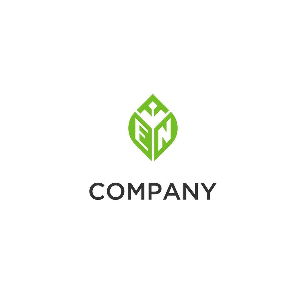 en Monogramm mit Blatt Logo Design Ideen, kreativ Initiale Brief Logo mit natürlich Grün Blätter vektor