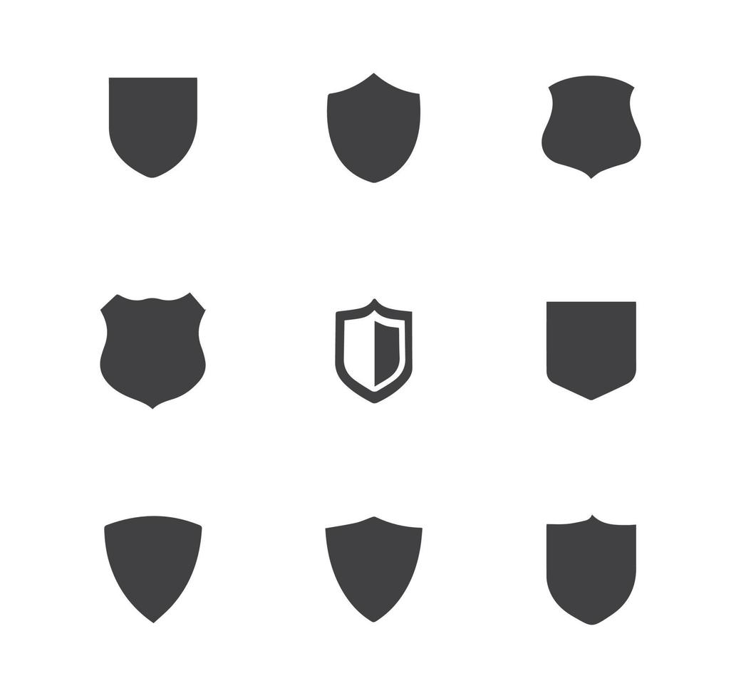 svart skydda ikoner uppsättning vektor bild