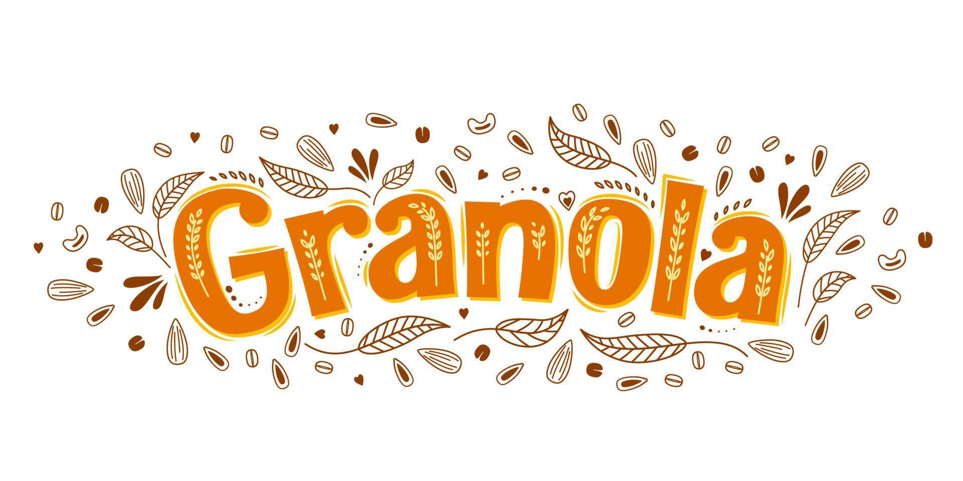 granola gröt spannmål märka för mysli havre mat vektor