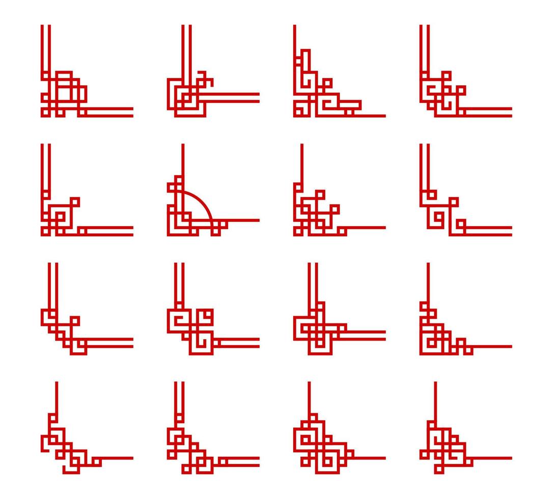 kinesisk röd ramar hörn, avdelare av tur Knut vektor