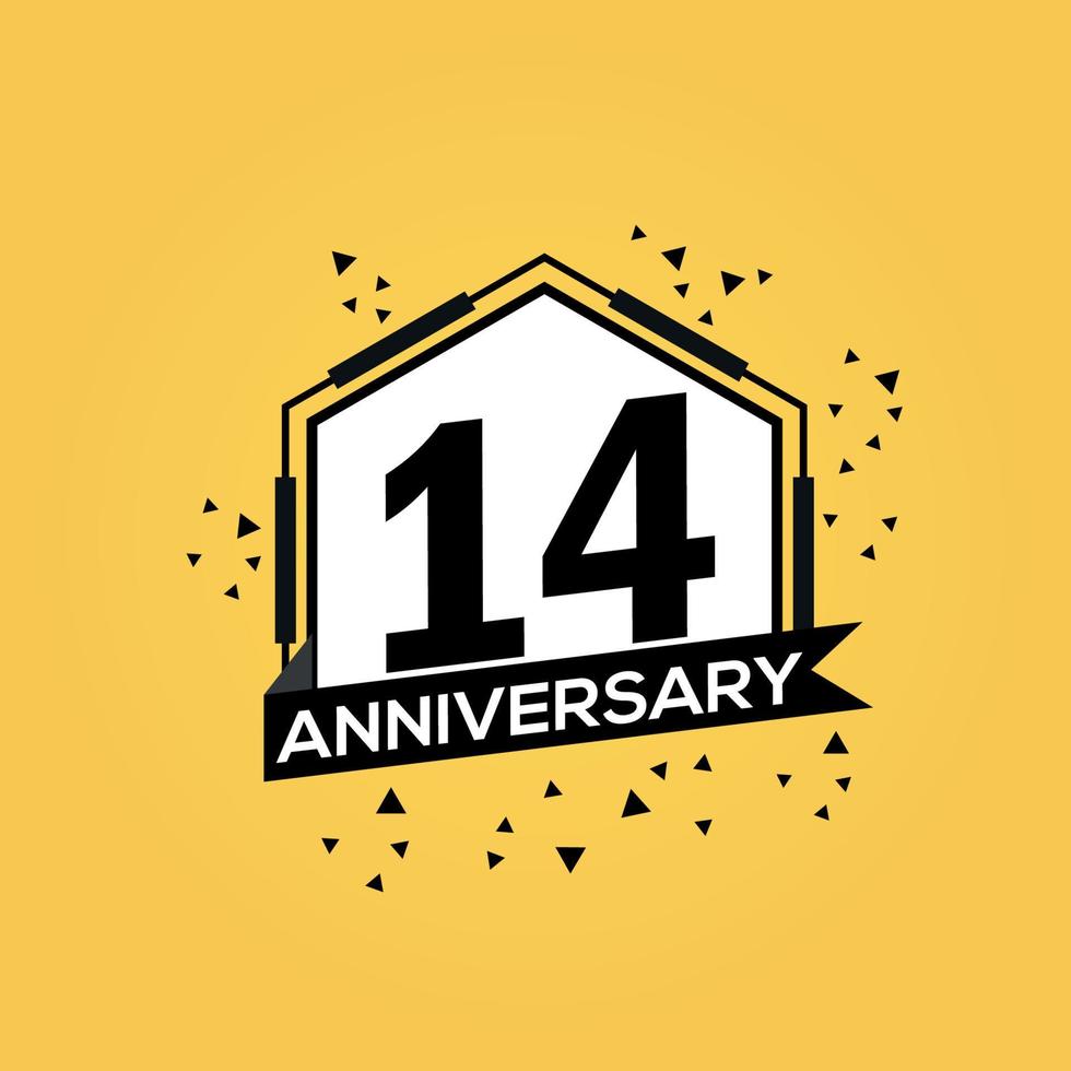 14 år årsdag logotyp vektor design födelsedag firande med geometrisk isolerat design