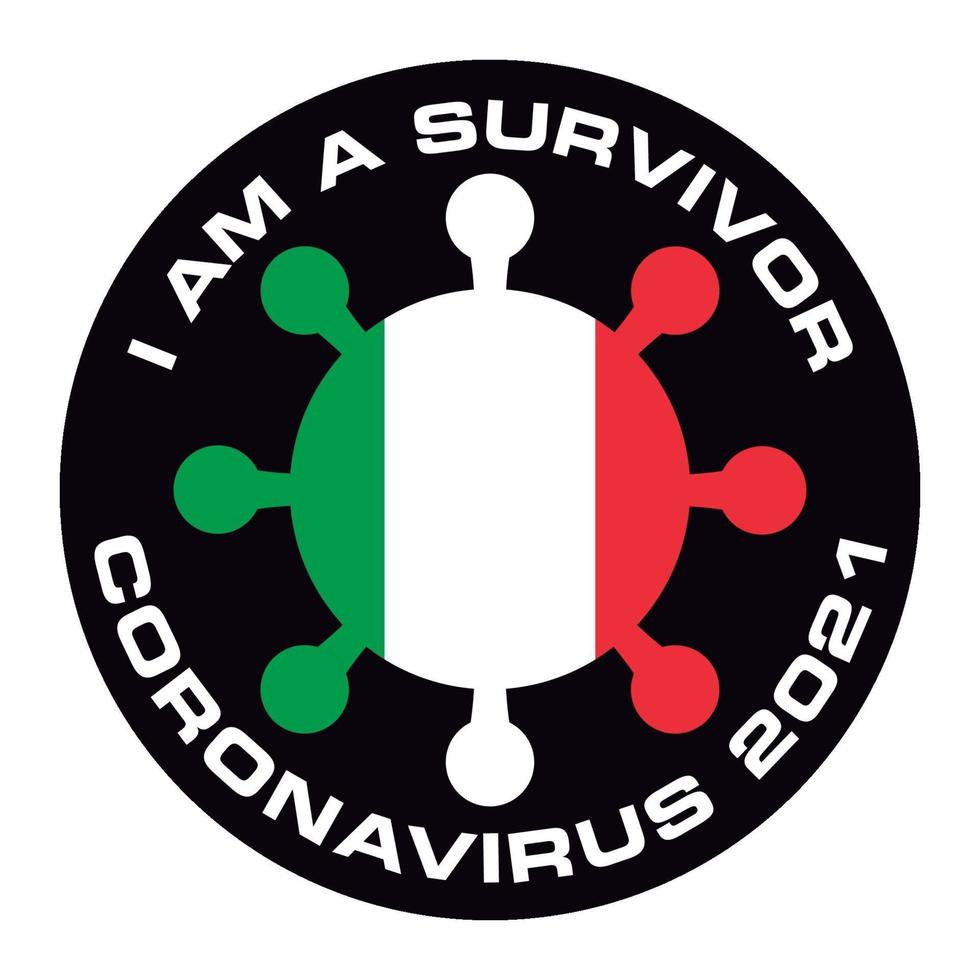 Ich bin Überlebender Coronavirus 2021 Italien Flagge Aufkleber vektor