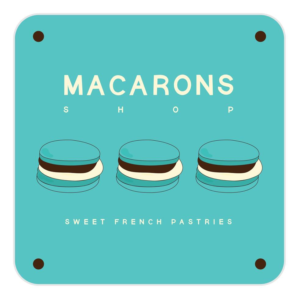 enkel macaron hemlagad, macaron affär och bageri, bakverk logotyp, märken, etiketter, ikoner och tecken. vektor