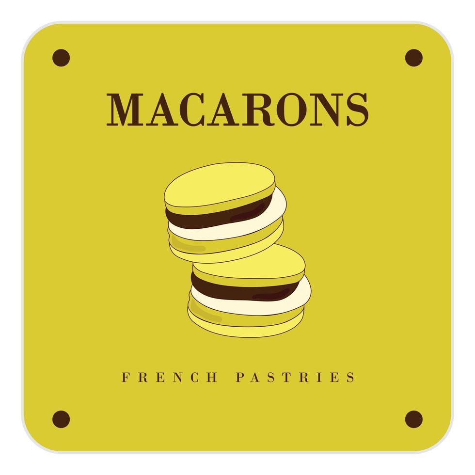 einfach Macaron hausgemacht, Macaron Geschäft und Bäckerei, Gebäck Logo, Abzeichen, Etiketten, Symbole und Zeichen. vektor
