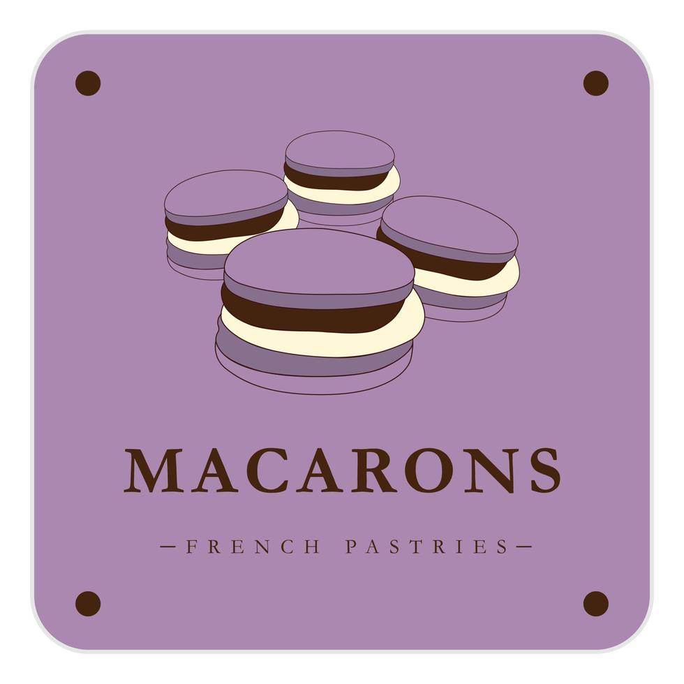 enkel macaron hemlagad, macaron affär och bageri, bakverk logotyp, märken, etiketter, ikoner och tecken. vektor