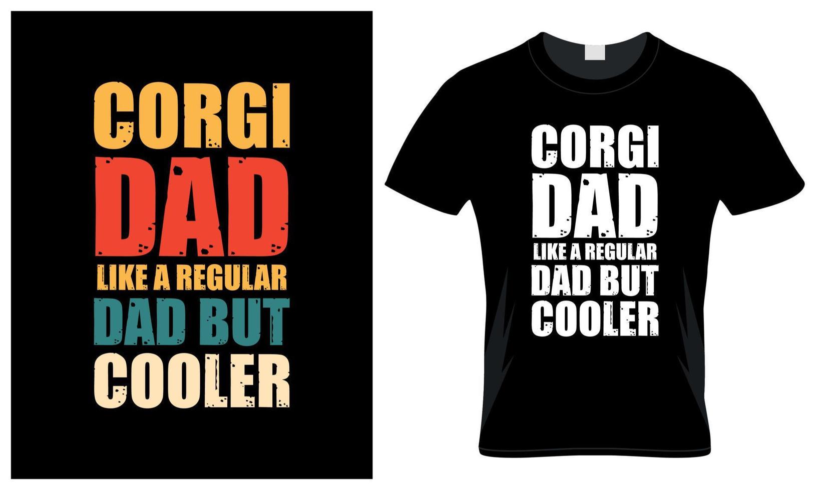 corgi pappa älskare fars dag årgång t-shirt design vektor