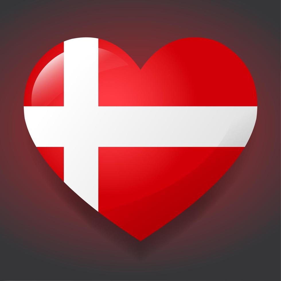 hjärta med danmark flagga symbol illustration vektor