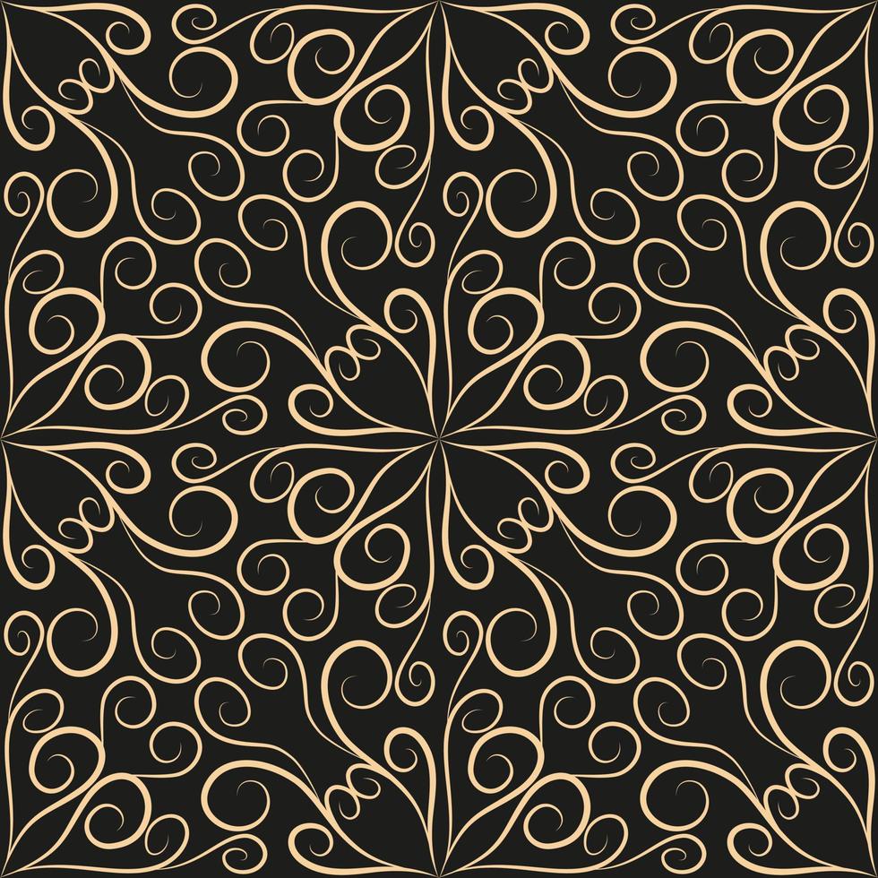 nahtlos Muster, golden linear Muster, Monogramm auf ein dunkel Hintergrund. Design zum Banner, Flugblatt, drucken, Poster, Hintergrund, Stoff. abstrakt Geometrie. vektor