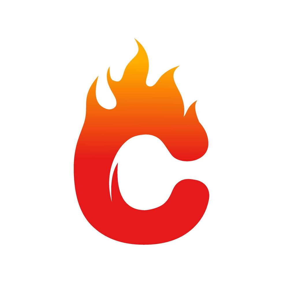 brev c flamma vektor logotyp