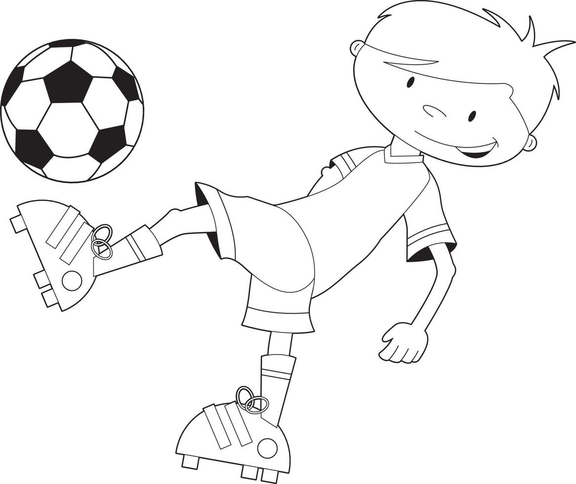 süß Karikatur Fußball Fußball Spieler Linie Kunst - - Sport Illustration vektor