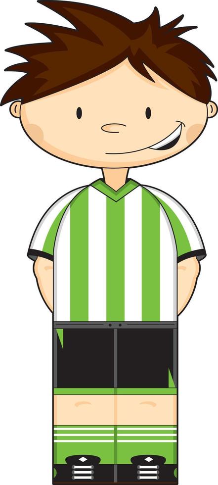 süß Karikatur Fußball Fußball Spieler - - Grün und Weiß Streifen vektor