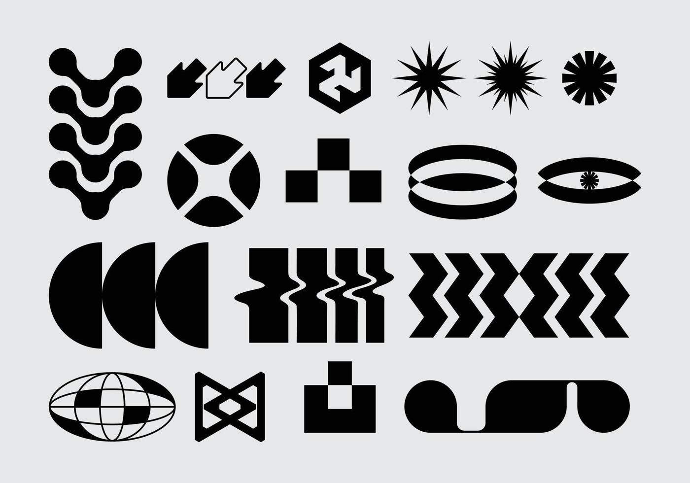 abstrakt ikon form symbol uppsättning bunt geometrisk mall klämma konst vektor redigerbar