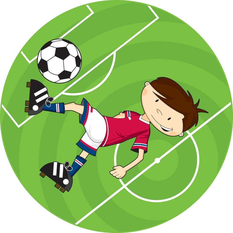 süß Karikatur Fußball Fußball Spieler auf Tonhöhe - - Sport Illustration vektor