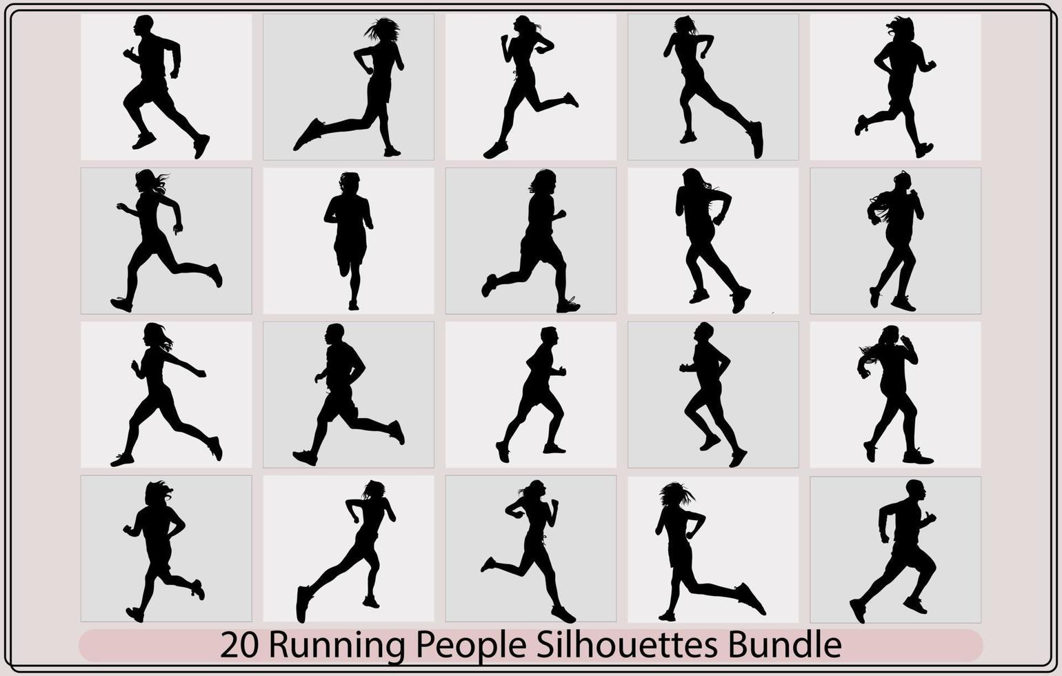 löpning män och kvinnor silhuetter, set av silhuetter av löpning män och kvinnor. vektor, springa, grupp av löpning människor, män och kvinnor vektor