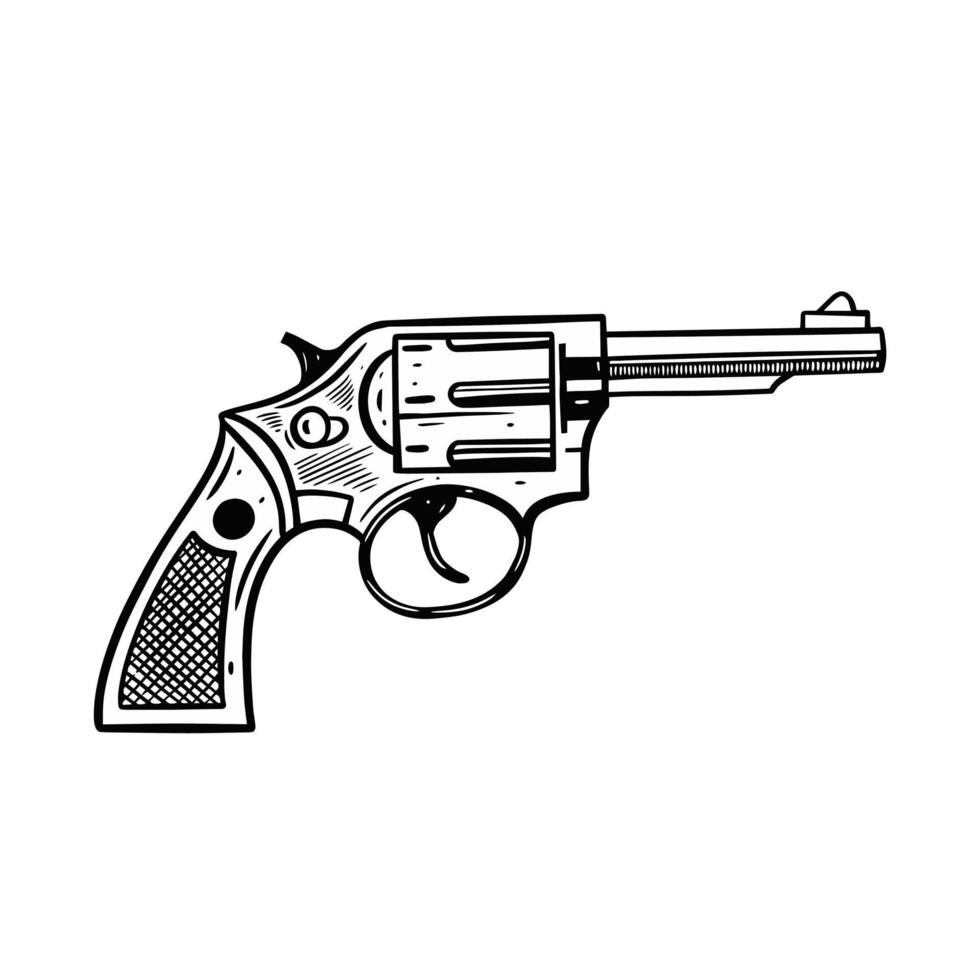 pistol klassisk hand ritade. svart Färg gravyr stil. vektor illustration.