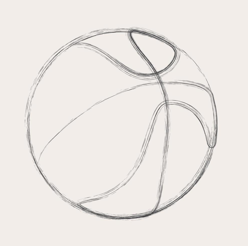 minimalistisk basketboll linje konst, boll spel översikt teckning, sport illustration, vektor spelare