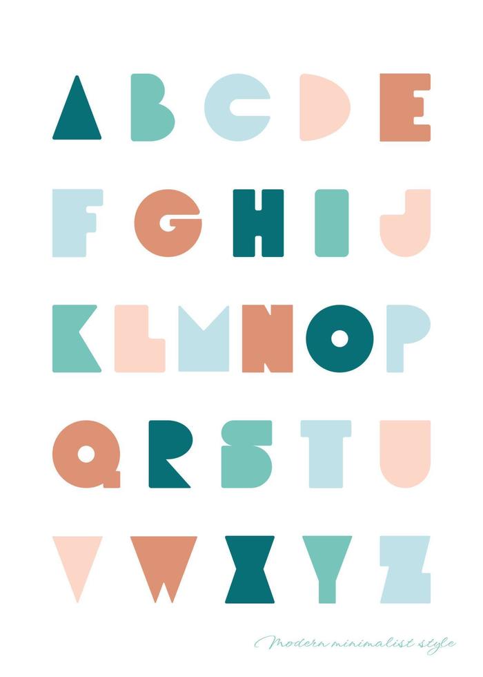 süß dekorativ Alphabet im Papier Schnitt Stil. Kinder- kreativ Alphabet. Vektor Illustration im ein minimalistisch Stil