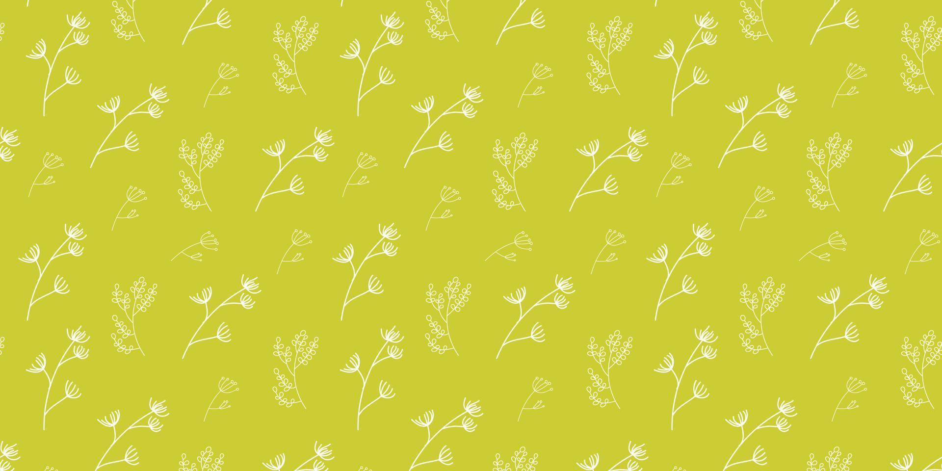 nahtlos Blumen- Muster. Weiß Kräuter auf Grün Hintergrund. botanisch Illustration. vektor