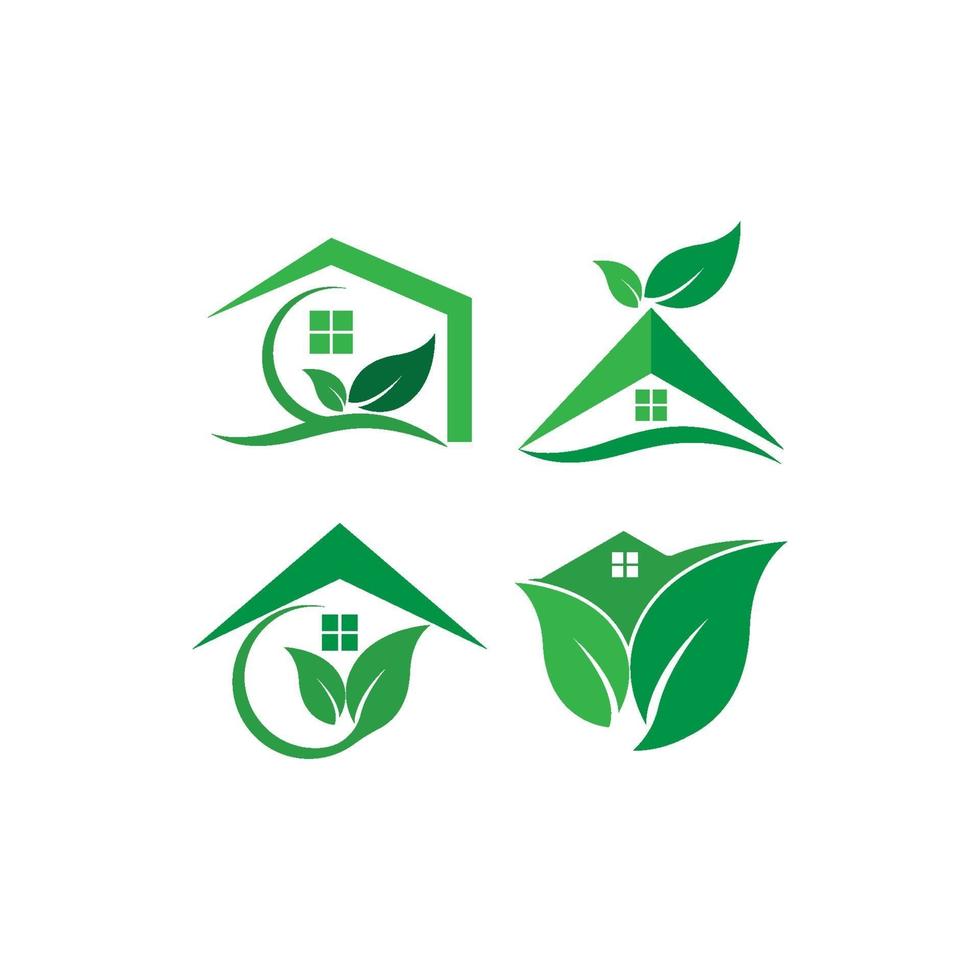 grönt hus logotyp set vektor