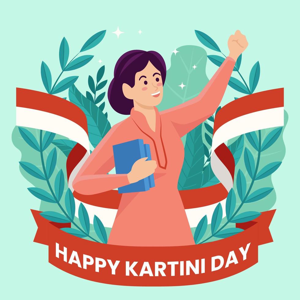 Kartini-Tag mit Frauen, die Bücher tragen vektor
