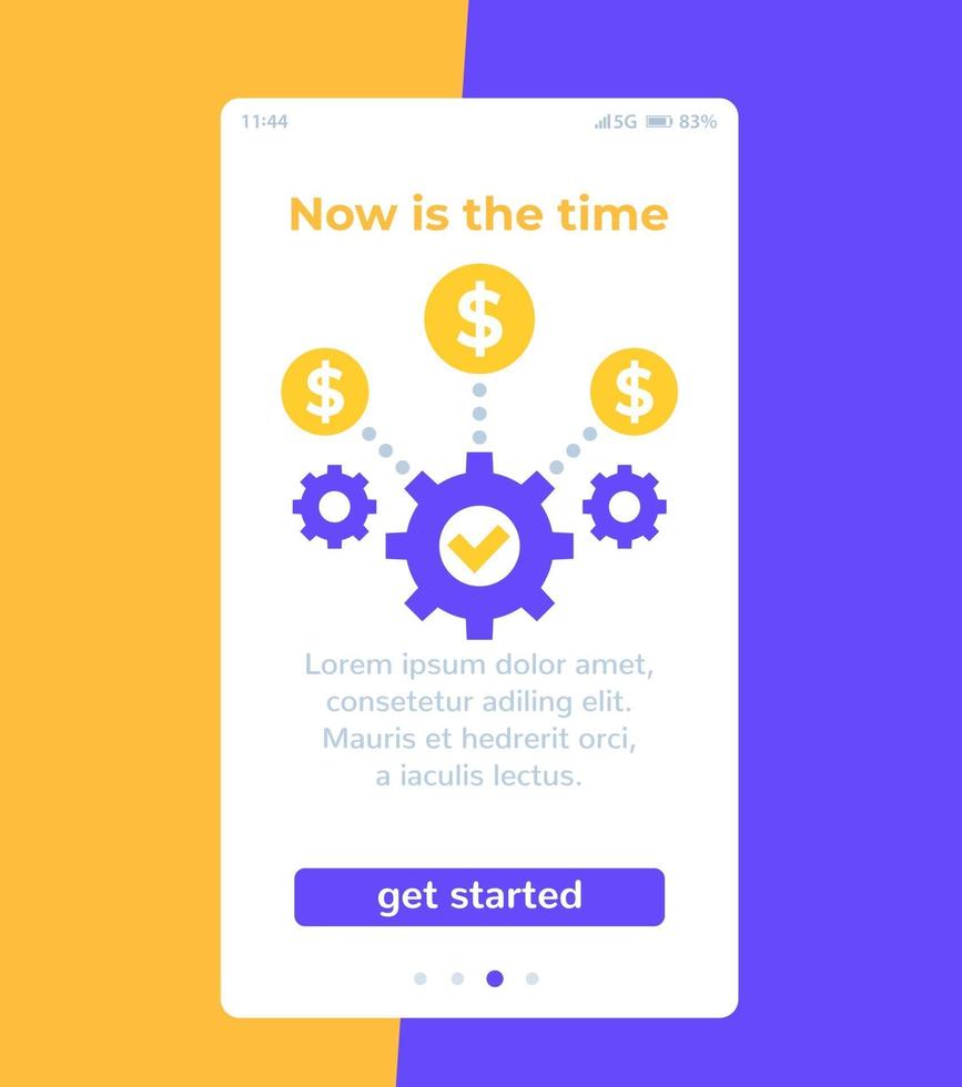 finansiell affärsapp, mobil ui-design, vektor