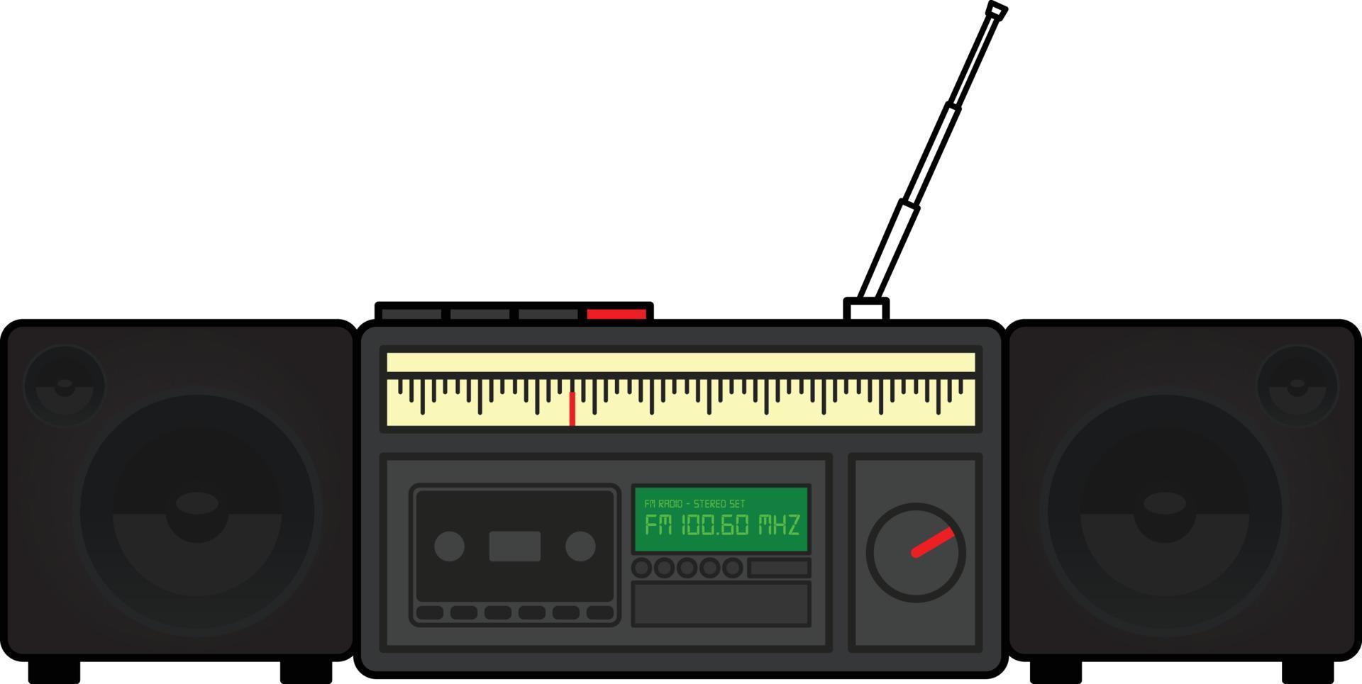 årgång radio med två högtalare och subwoofer vektor illustration