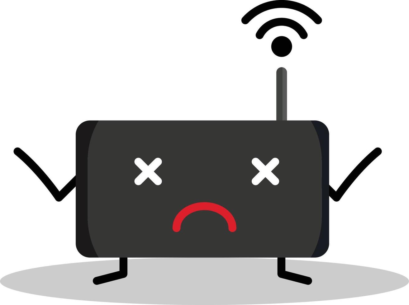 ledsen wiFi router maskot vektor illustration klämma konst