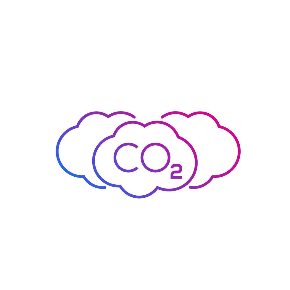 co2, koldioxidutsläpp, gas vektor linje ikon