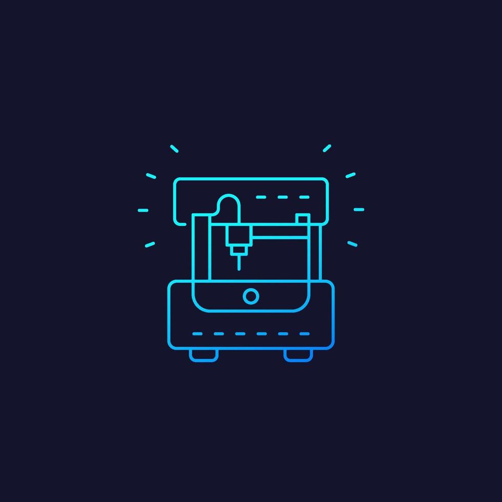 Fräsmaschine, CNC-Symbol, linear vektor