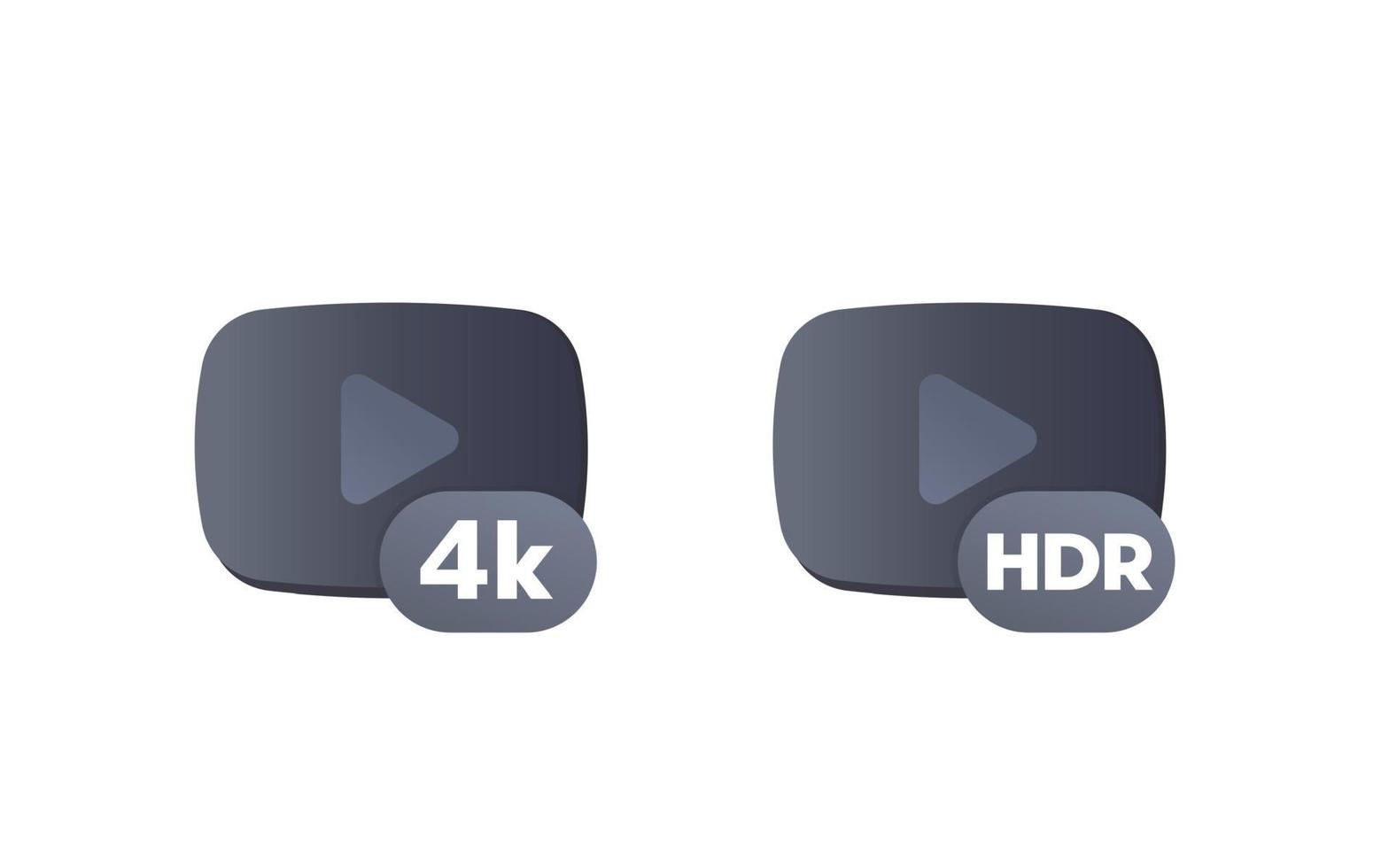 Symbole für 4k- und HDR-Videoinhalte vektor