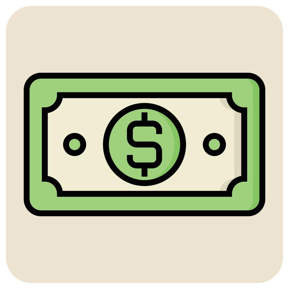 fylld Färg översikt ikon för dollar pengar. vektor