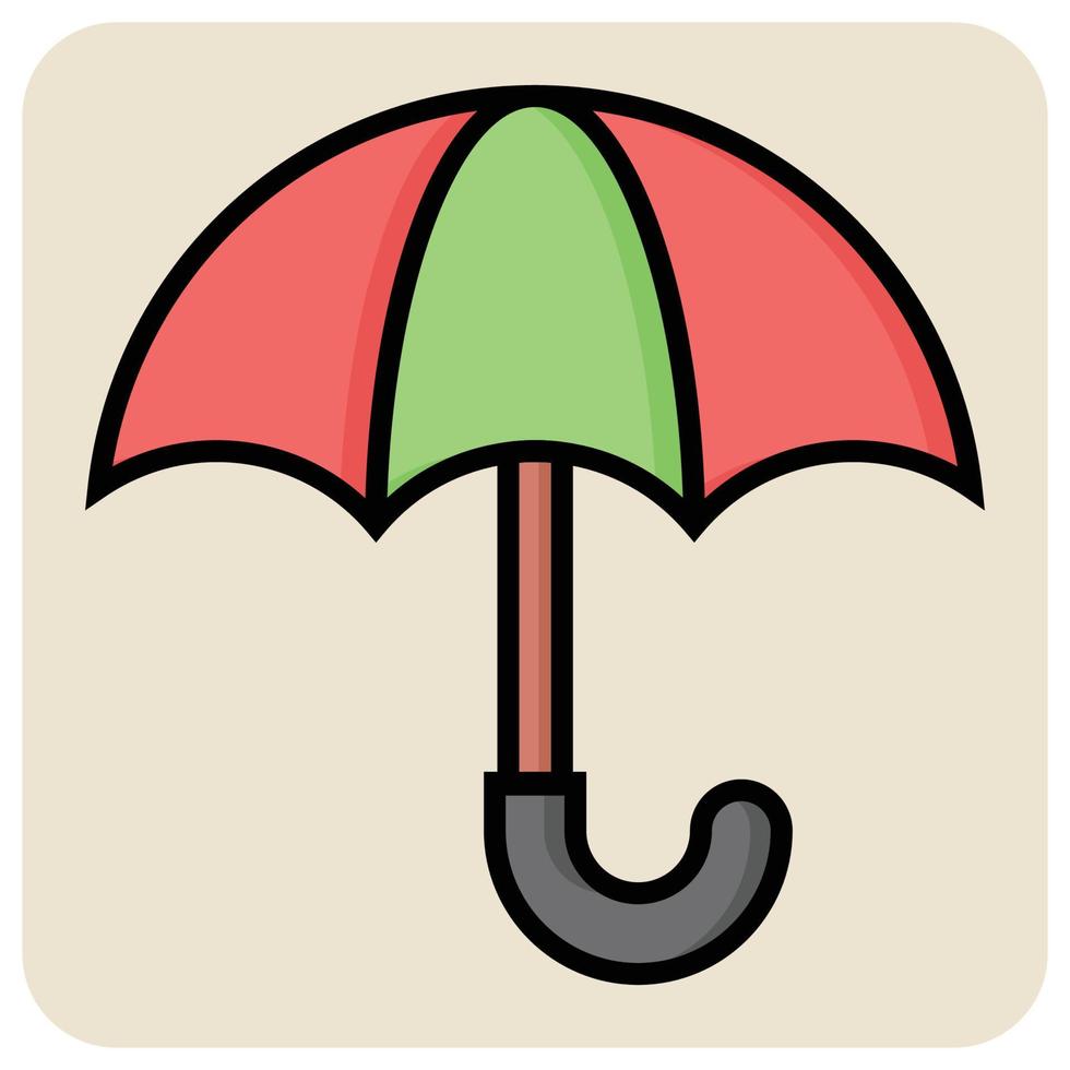 gefüllt Farbe Gliederung Symbol zum Regenschirm. vektor