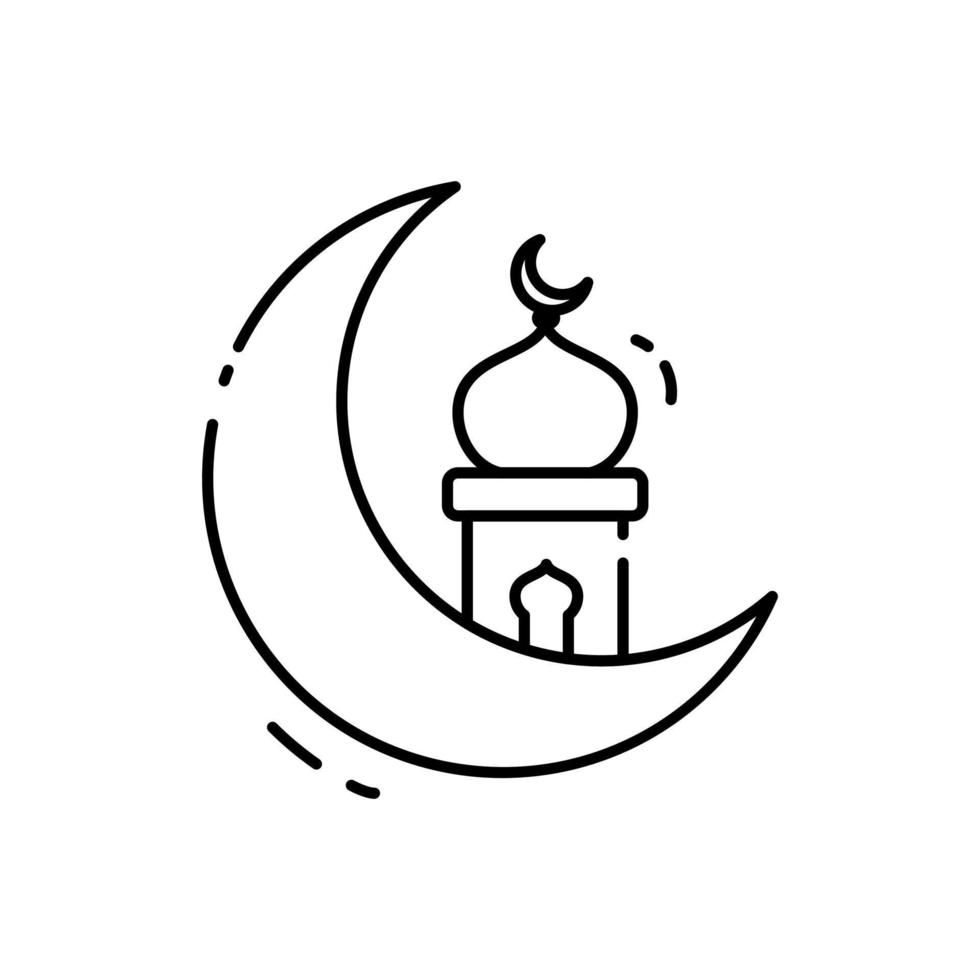 Illustration Vektor Grafik von das Halbmond Mond und Moschee