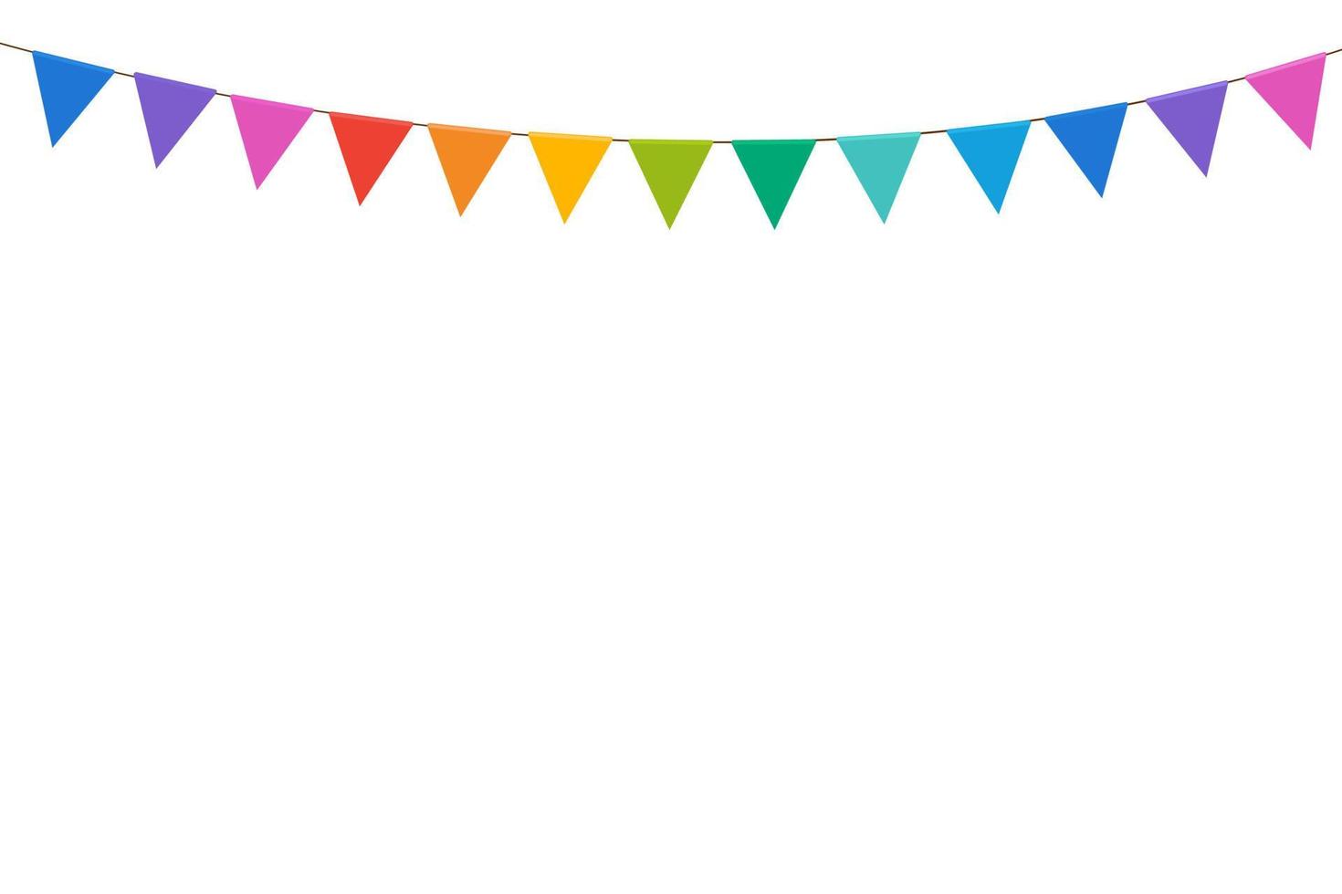 Karneval Girlande mit bunt Flaggen isoliert auf Weiß Hintergrund. Festival Dekoration Konzept. vektor