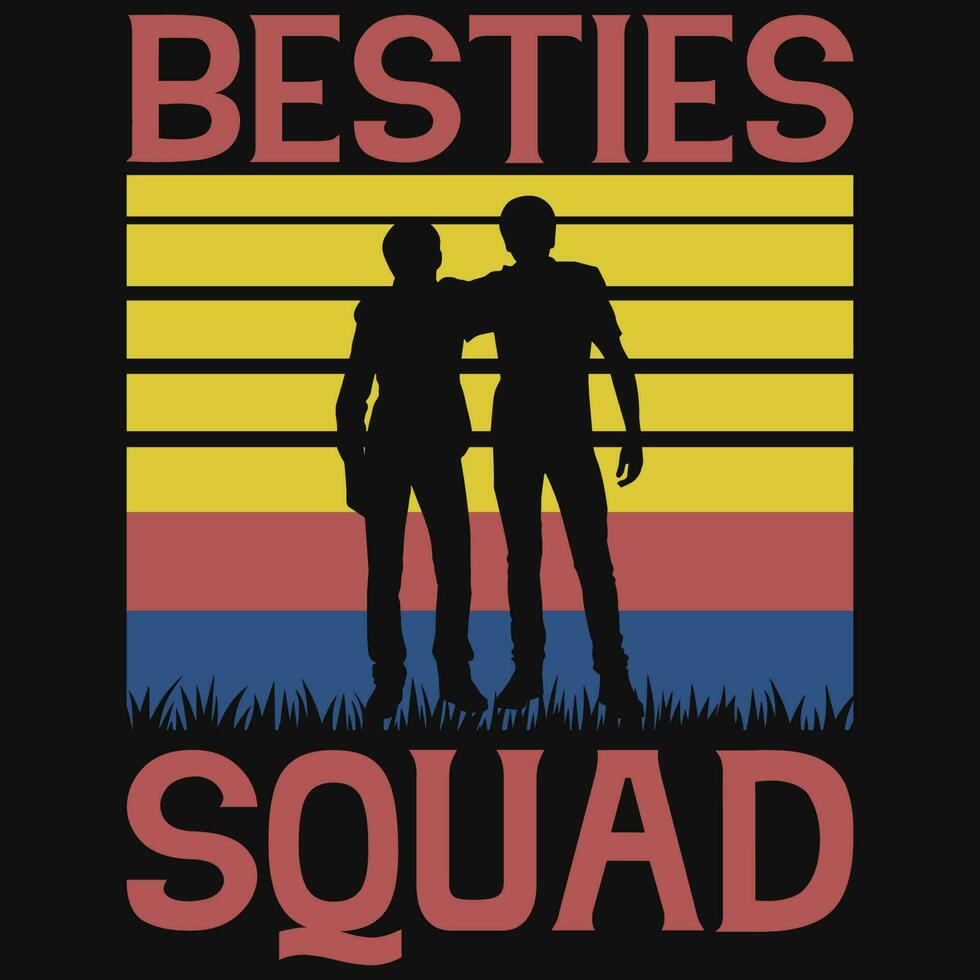 besties Kader freunde Jahrgänge T-Shirt Design vektor