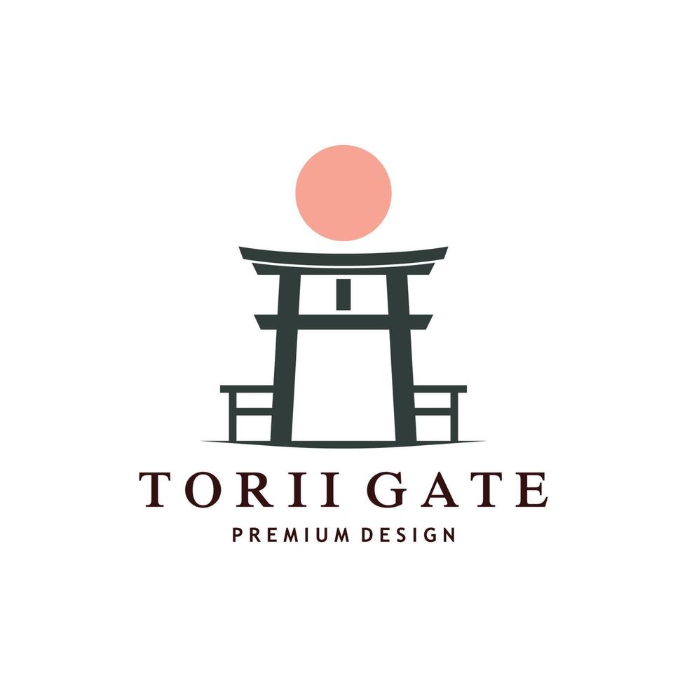 japanisch torii Tor Logo Design Vektor Illustration Vorlage